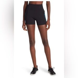 Free People Movement Black and Blue Peacock Athletic Biker Shorts‎